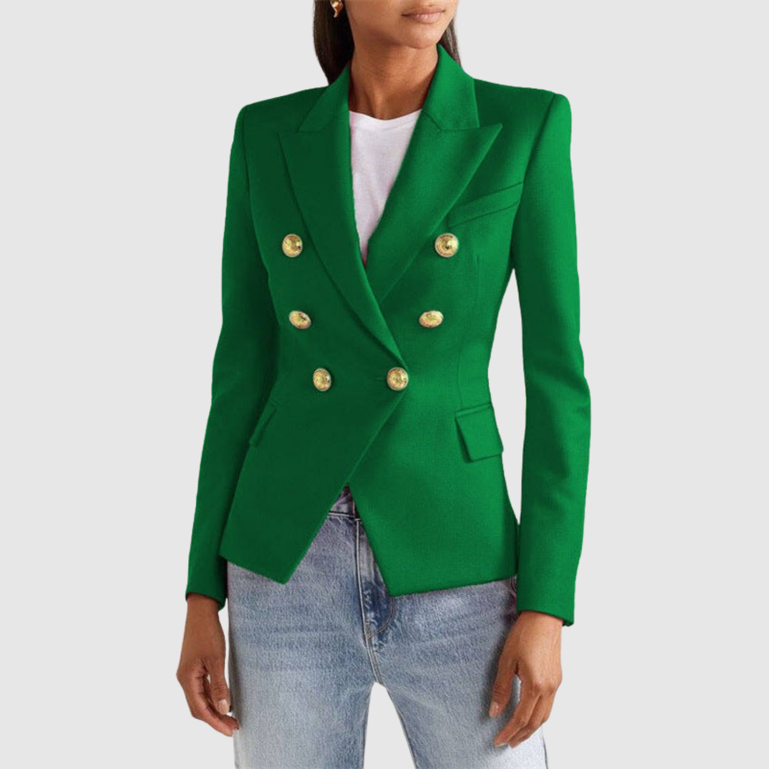 Silvie – Dwukolorowa marynarka ze złotymi guzikami