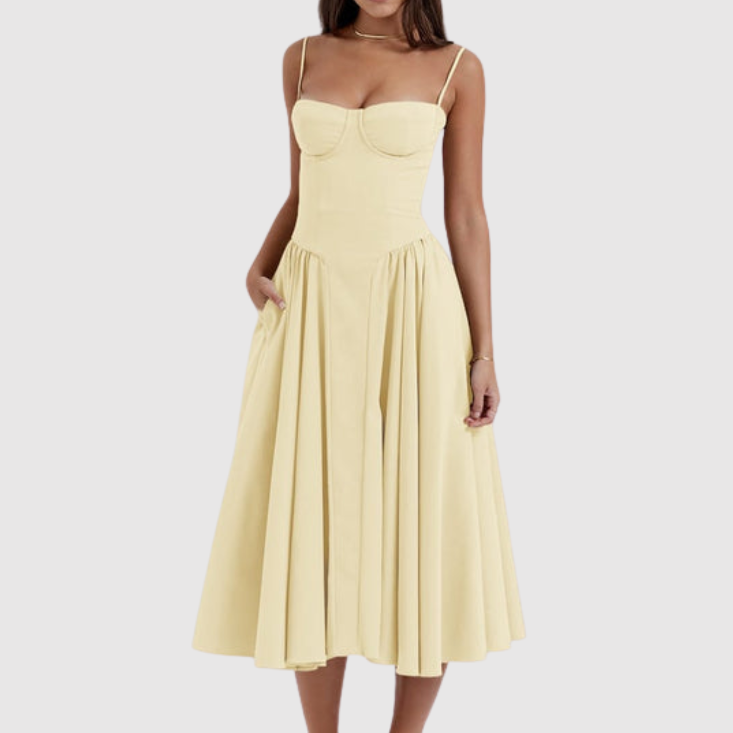 Eliška – Elegancka sukienka z opadającymi ramiączkami