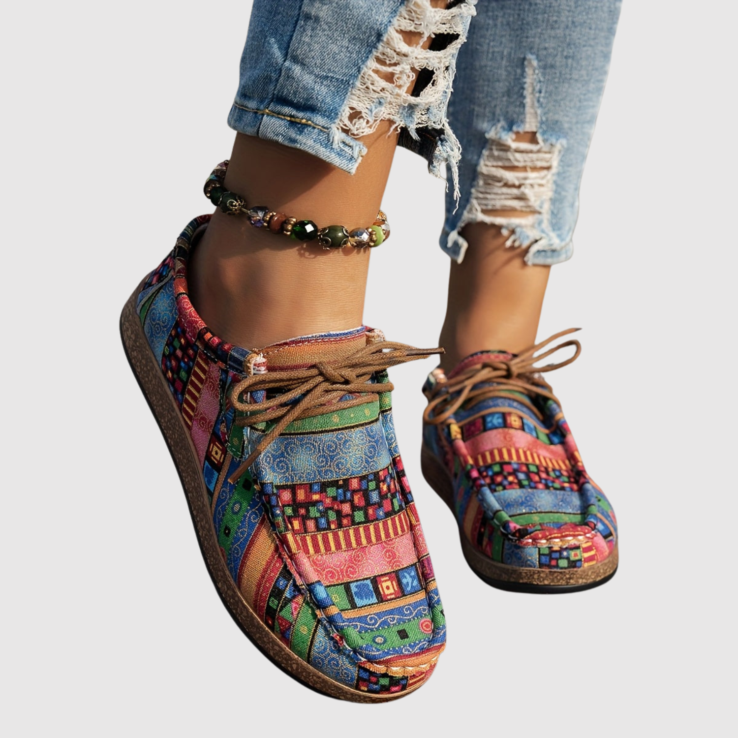 Rita - Boho damskie buty w kwiatowy wzór