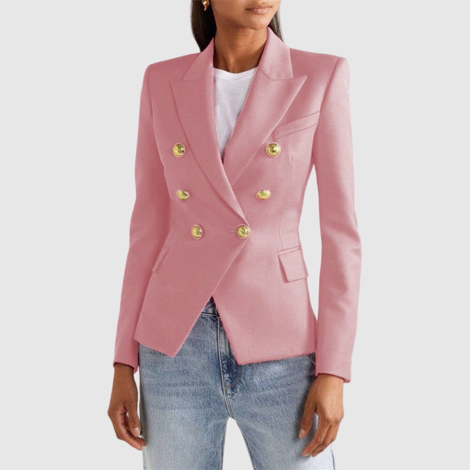 Silvie – Dwukolorowa marynarka ze złotymi guzikami