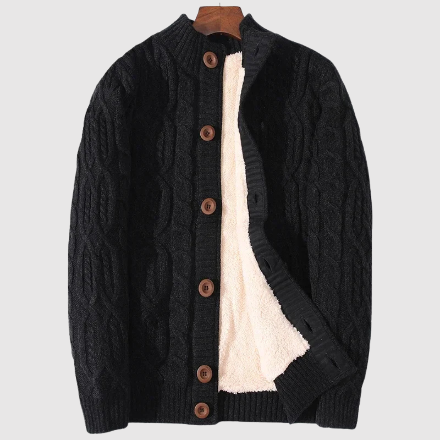 Šimon – Pleciony kardigan z guzikami i podszewką