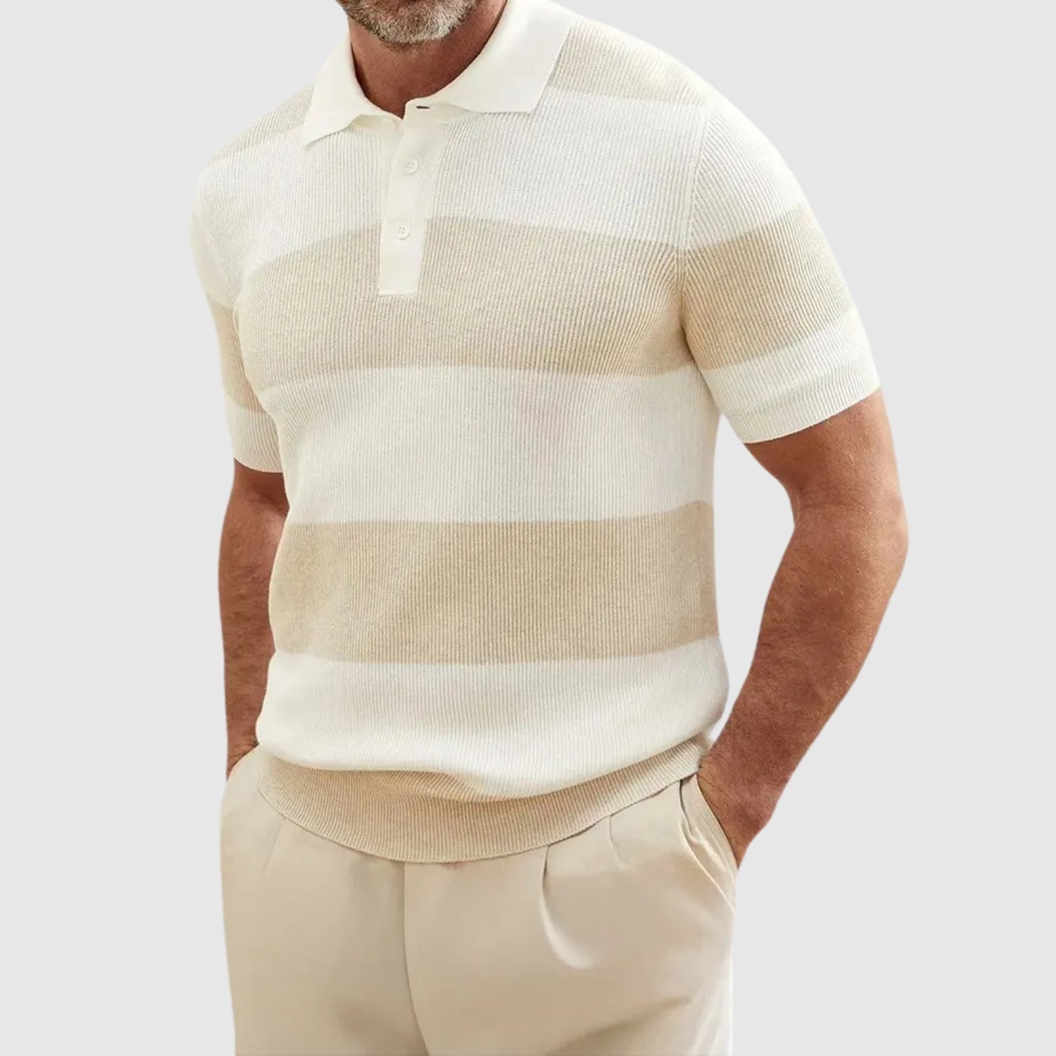 Adrian – Rybny pleciony polo w paski