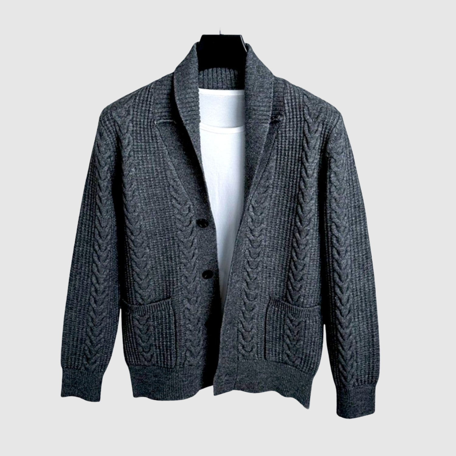 Šimon - Kardigan z rybim splotem i rewersem