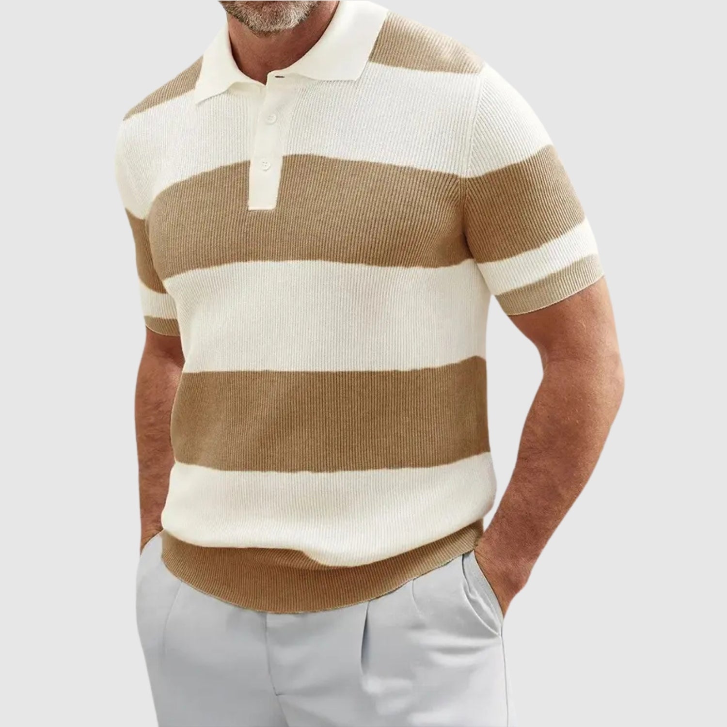 Adrian – Rybny pleciony polo w paski