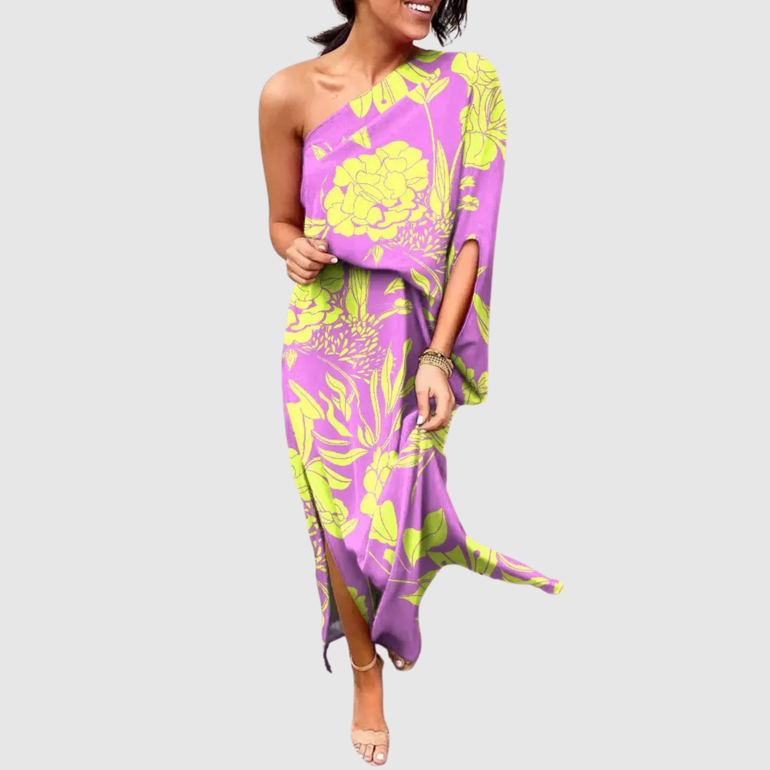 Eliška – Sukienka z asymetrycznym krojem i kwiatowym wzorem