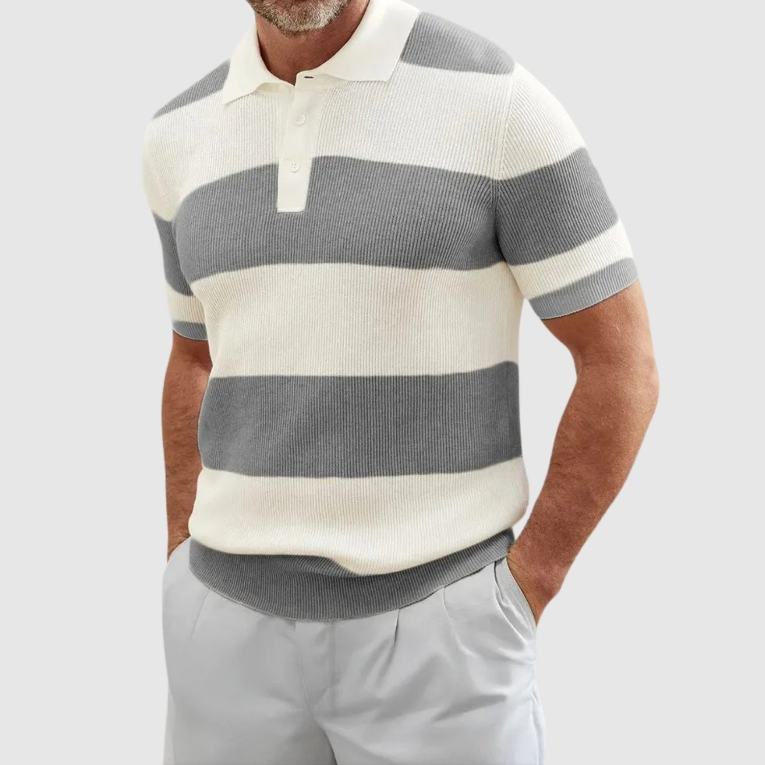 Adrian – Rybny pleciony polo w paski