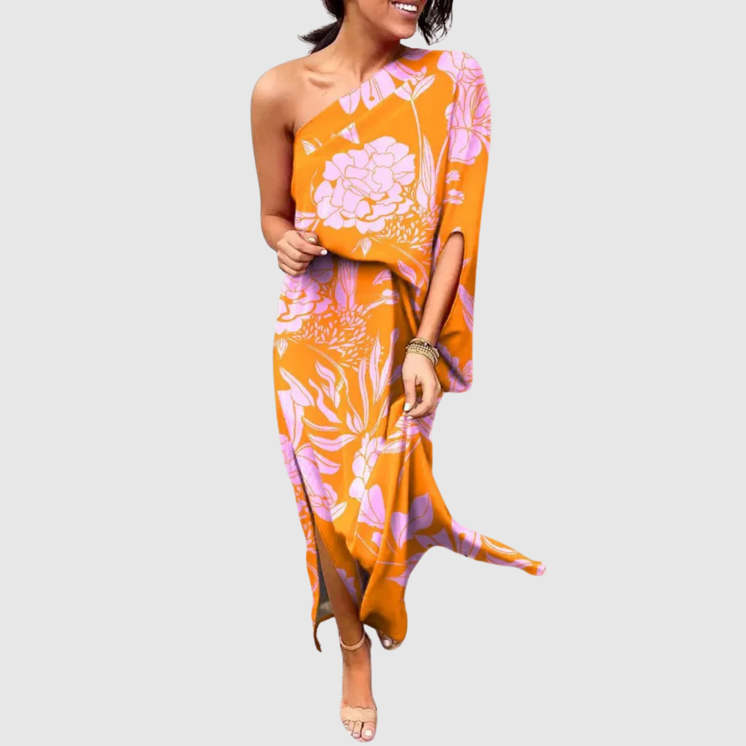 Eliška – Sukienka z asymetrycznym krojem i kwiatowym wzorem