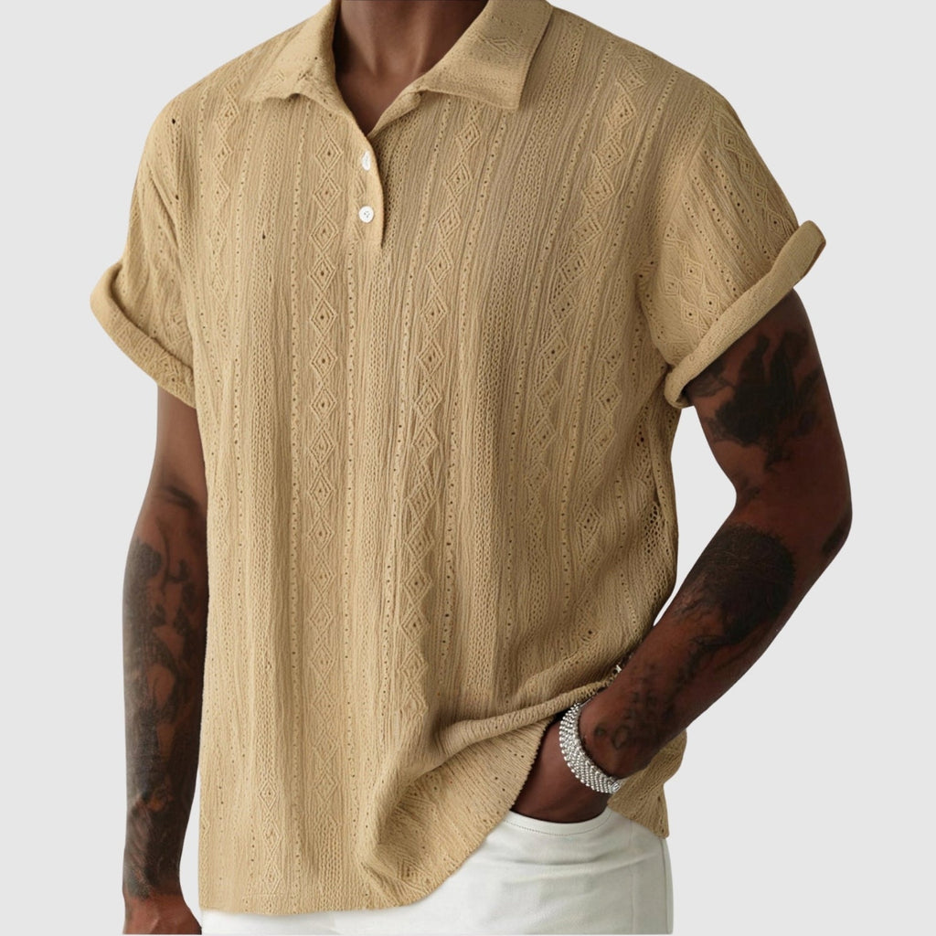 Adrian – Delikatnie pleciony polo z teksturowanym wzorem