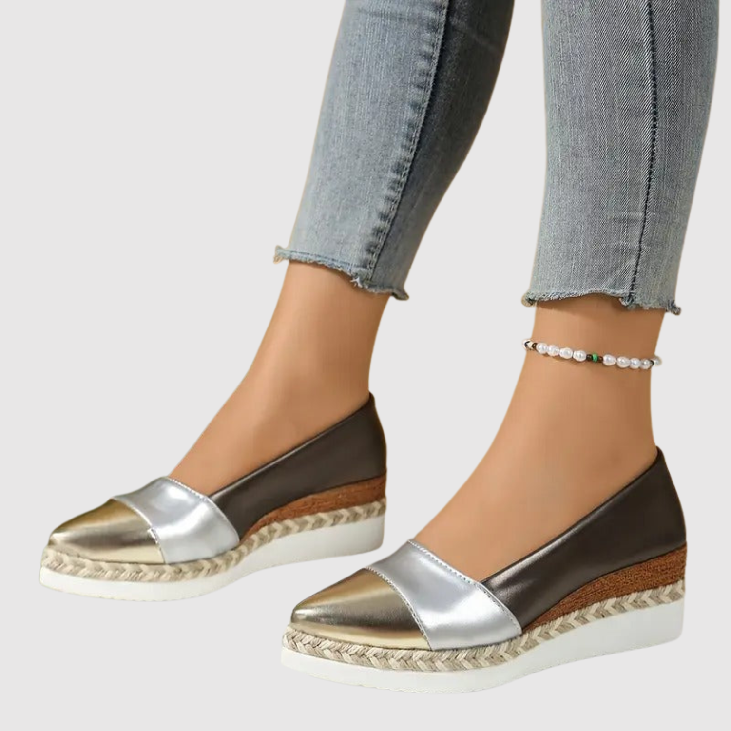 Lara - Ortopedyczne damskie buty na obcasie z metalicznym wykończeniem