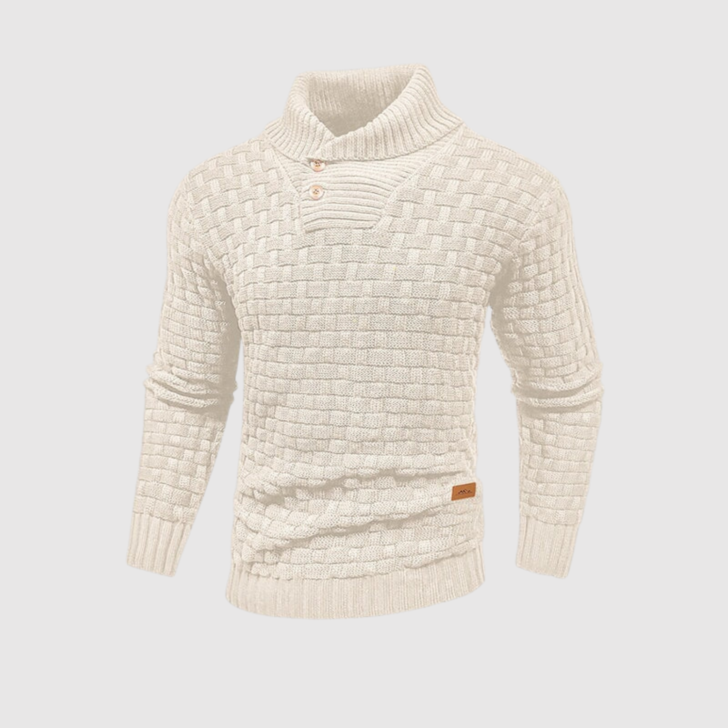 Daniel – Męski sweter pleciony z guzikami i wysokim kołnierzem