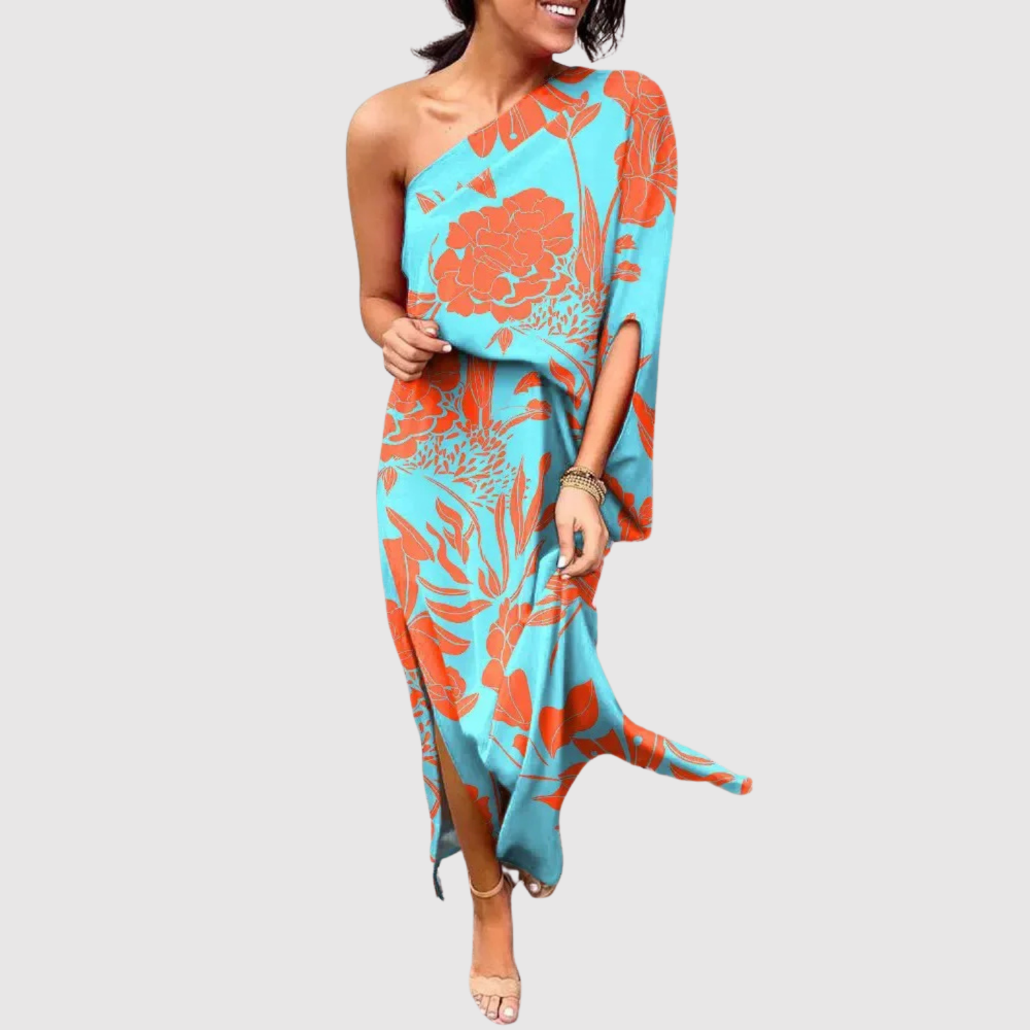 Eliška – Sukienka z asymetrycznym krojem i kwiatowym wzorem