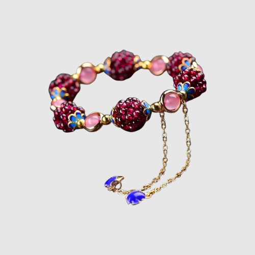 Liana – Artystyczna bransoletka z czerwonymi i niebieskimi kryształami