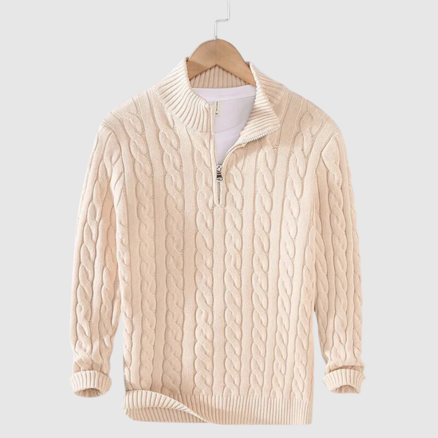 Daniel – Wąska bluzka z wzorem kablowym i zamkiem