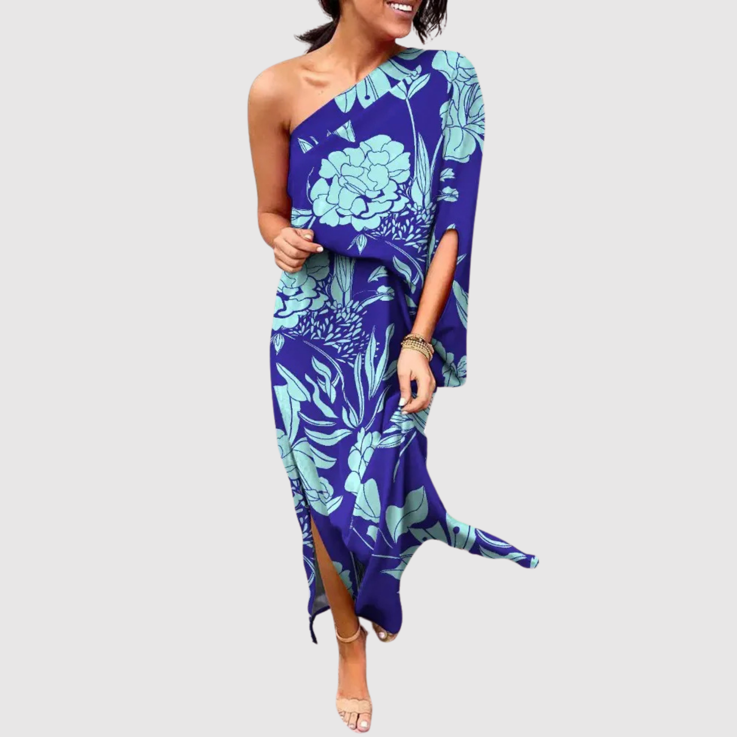 Eliška – Sukienka z asymetrycznym krojem i kwiatowym wzorem