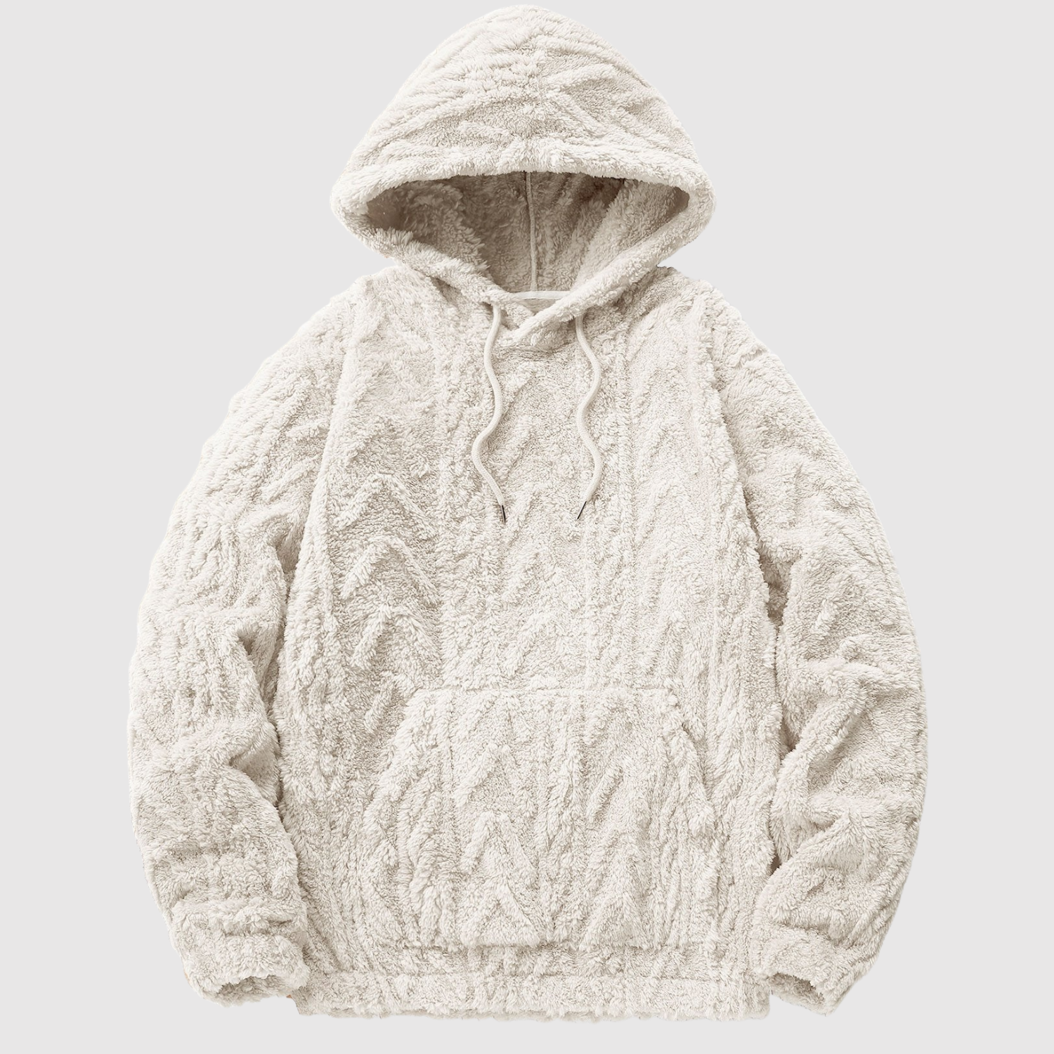 Nina – Miękka bluza teddy z wzorem warkoczowym