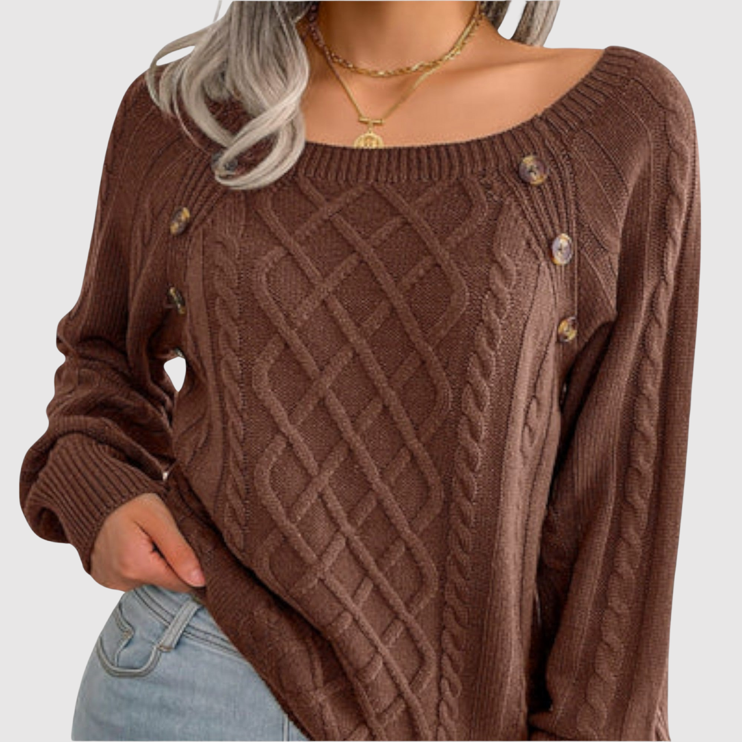 Nora – Sweter z dekoracyjnymi guzikami