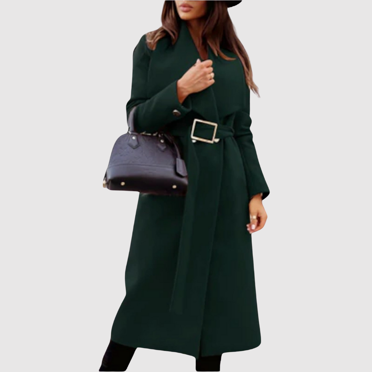 Jelena – Klasyczny wełniany płaszcz z paskiem i klapami