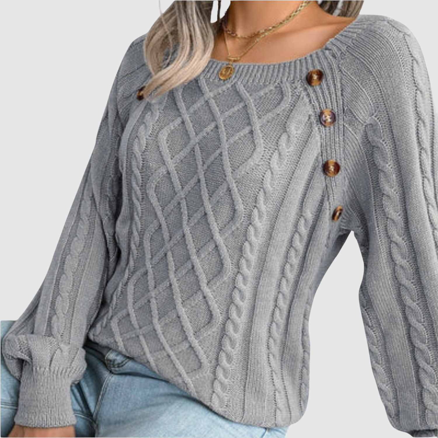 Nora – Sweter z dekoracyjnymi guzikami