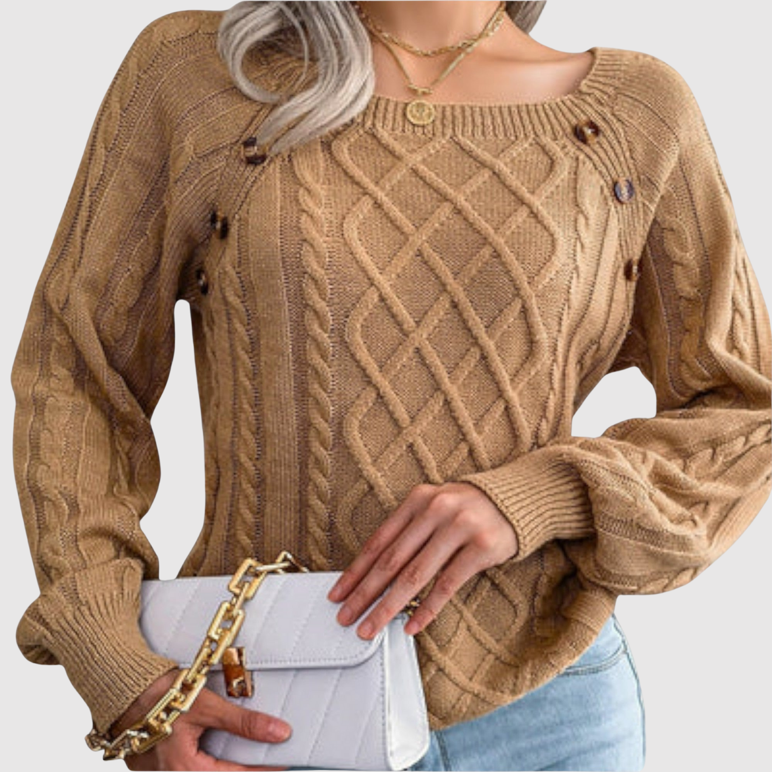 Nora – Sweter z dekoracyjnymi guzikami