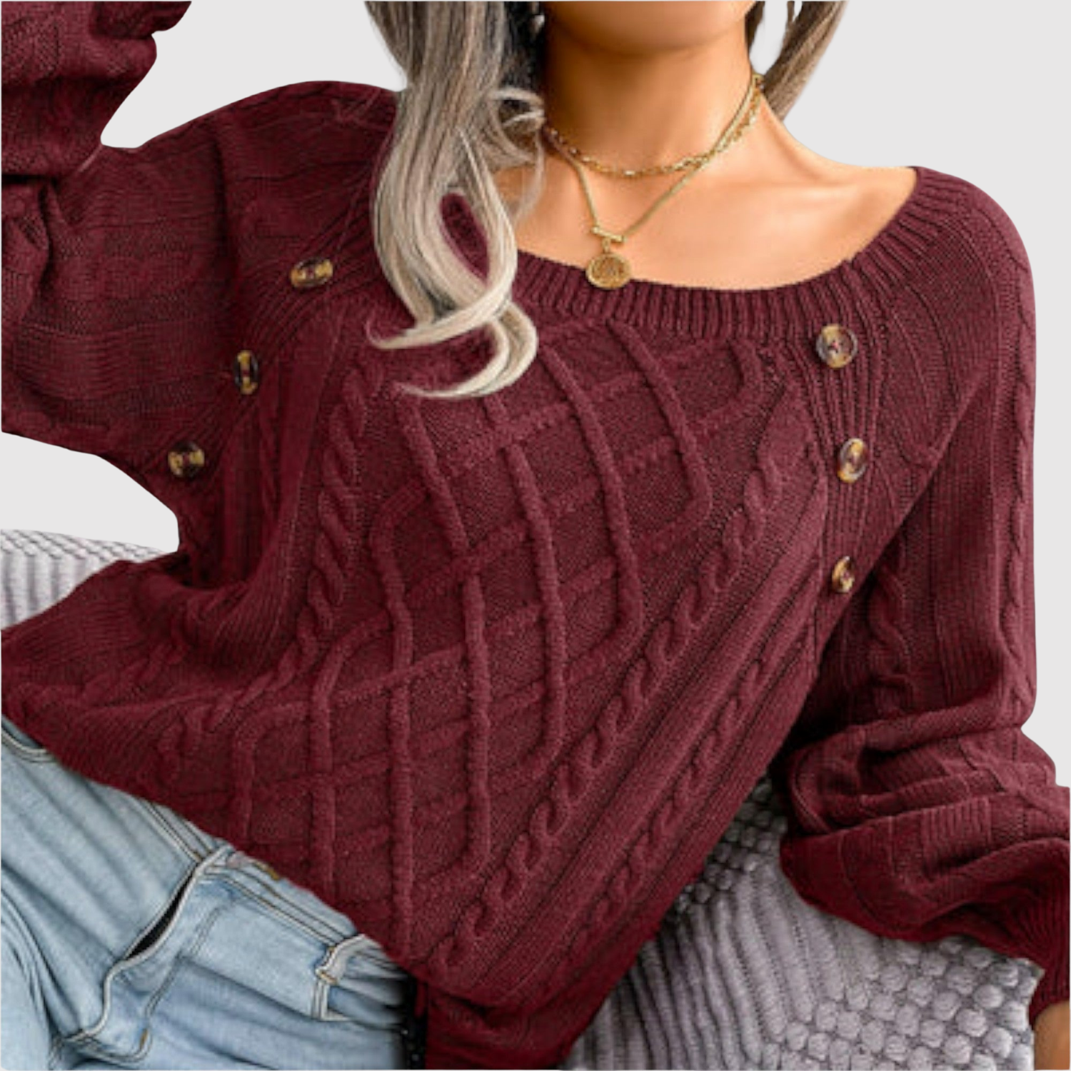 Nora – Sweter z dekoracyjnymi guzikami