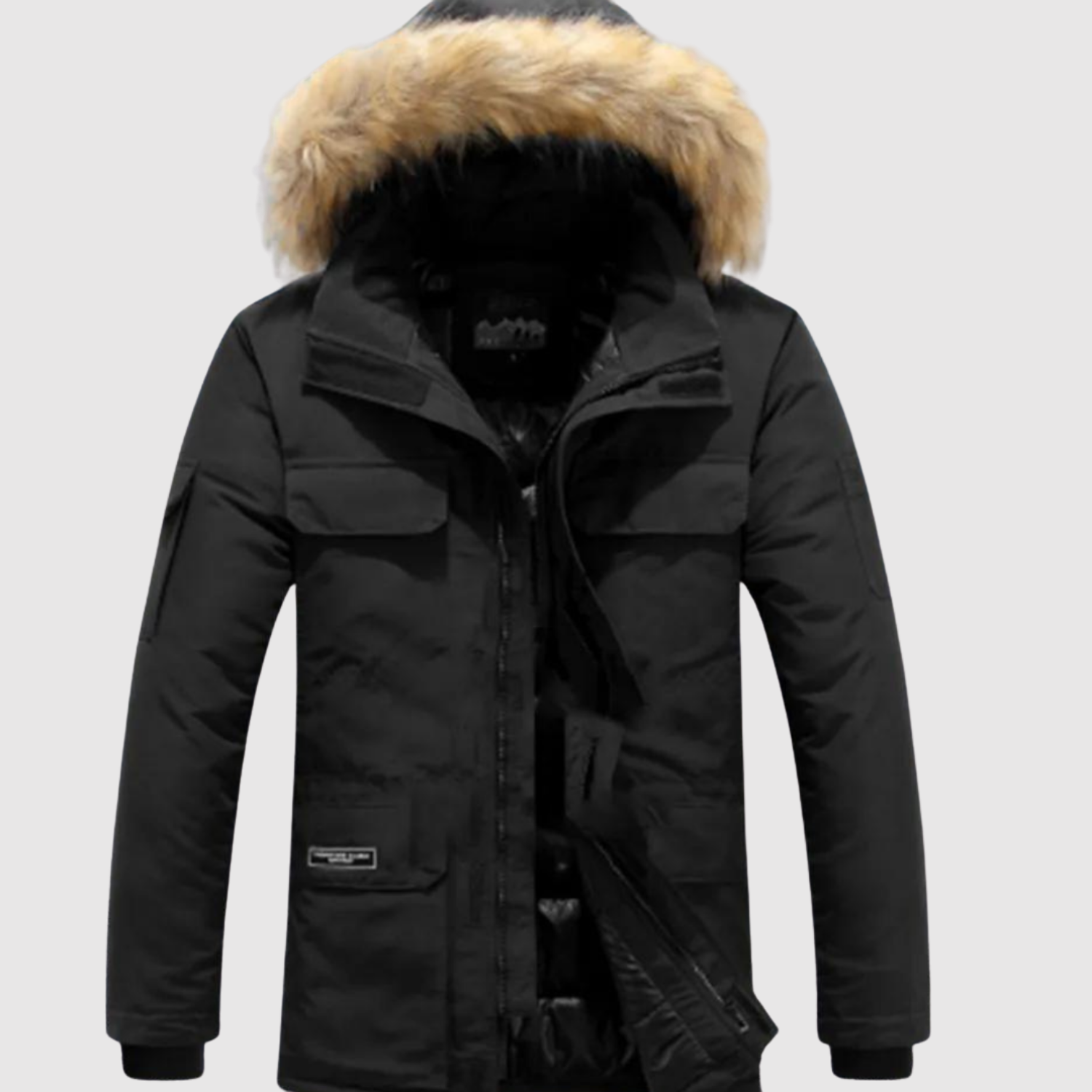 Marek – Zimowa parka ze skórzanym kołnierzem i termoforem