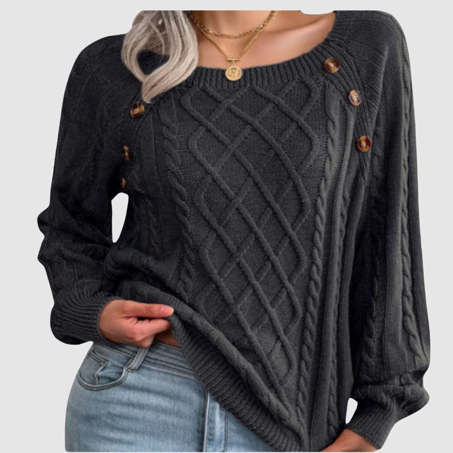 Nora – Sweter z dekoracyjnymi guzikami