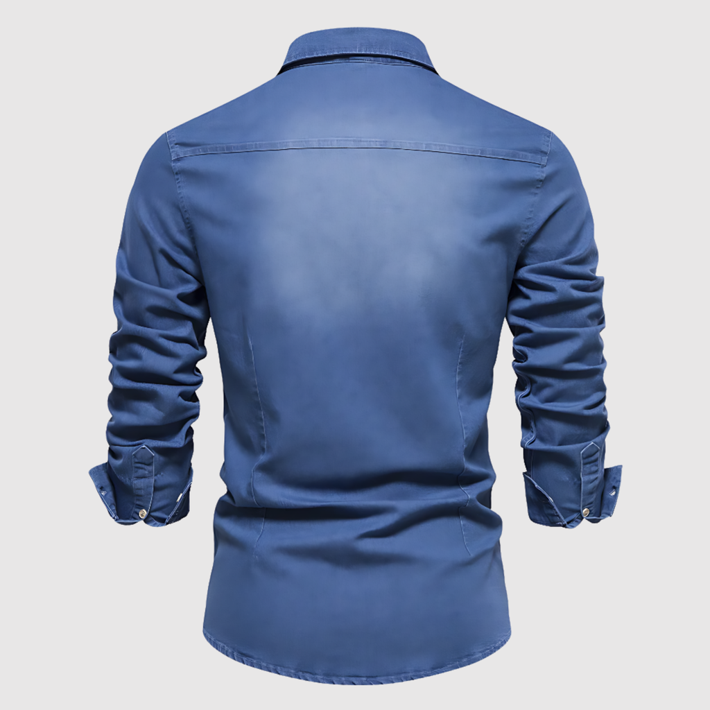 Adrian - Męska koszula dżinsowa o nowoczesnym kroju