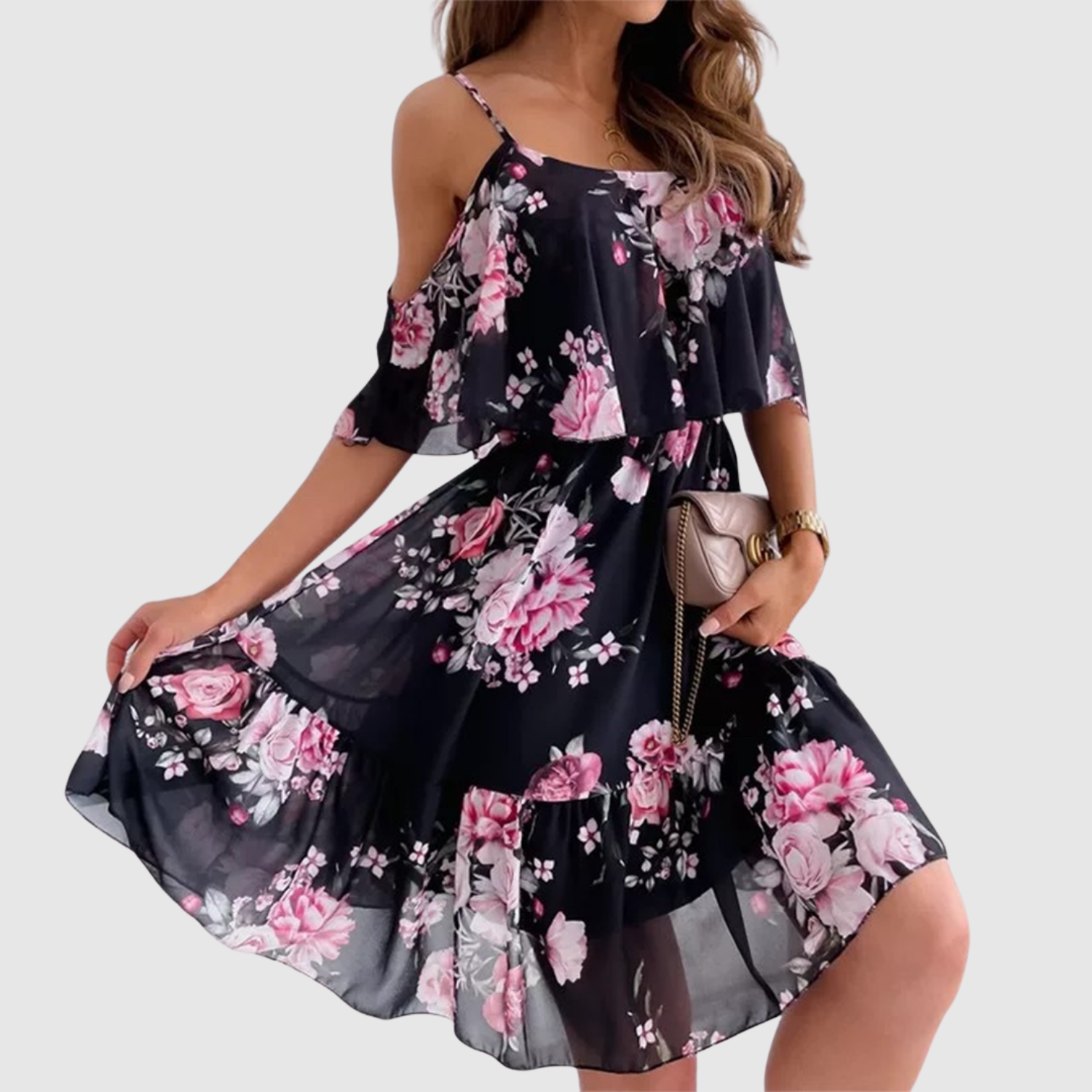 Eliška – Sukienka bez ramiączek w kwiaty