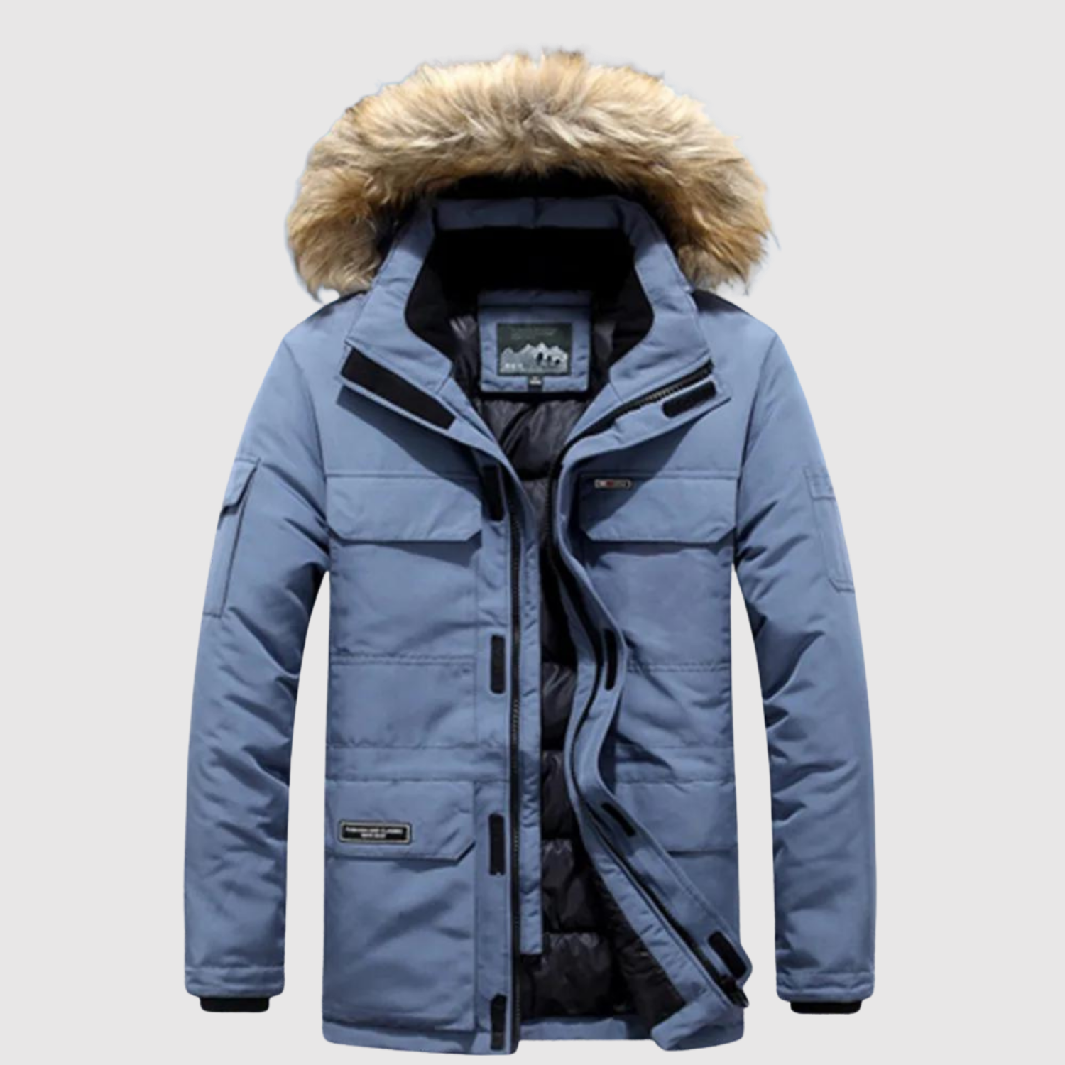 Marek – Zimowa parka ze skórzanym kołnierzem i termoforem