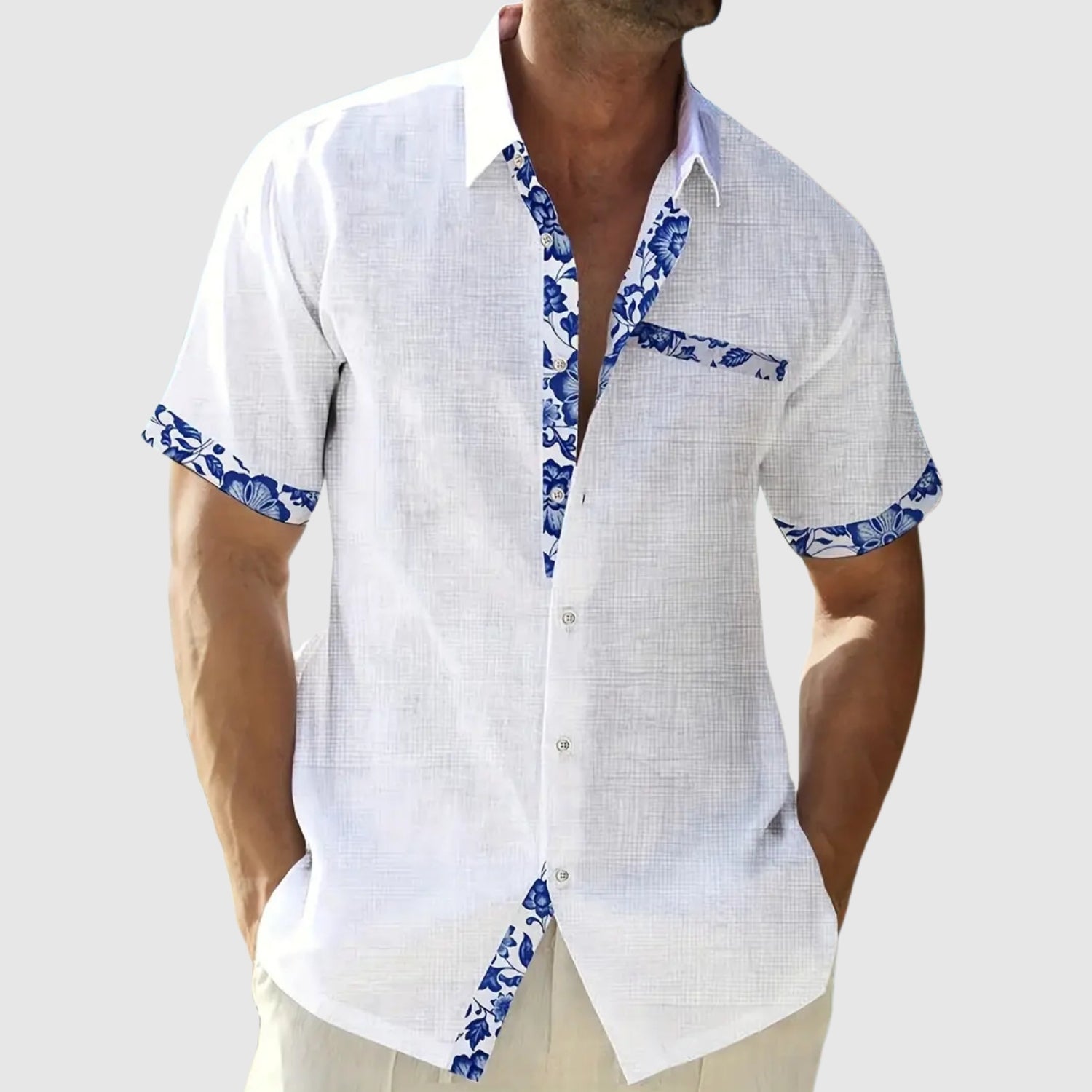 Adrian – Koszula z krótkim rękawem z kontrastowymi detalami