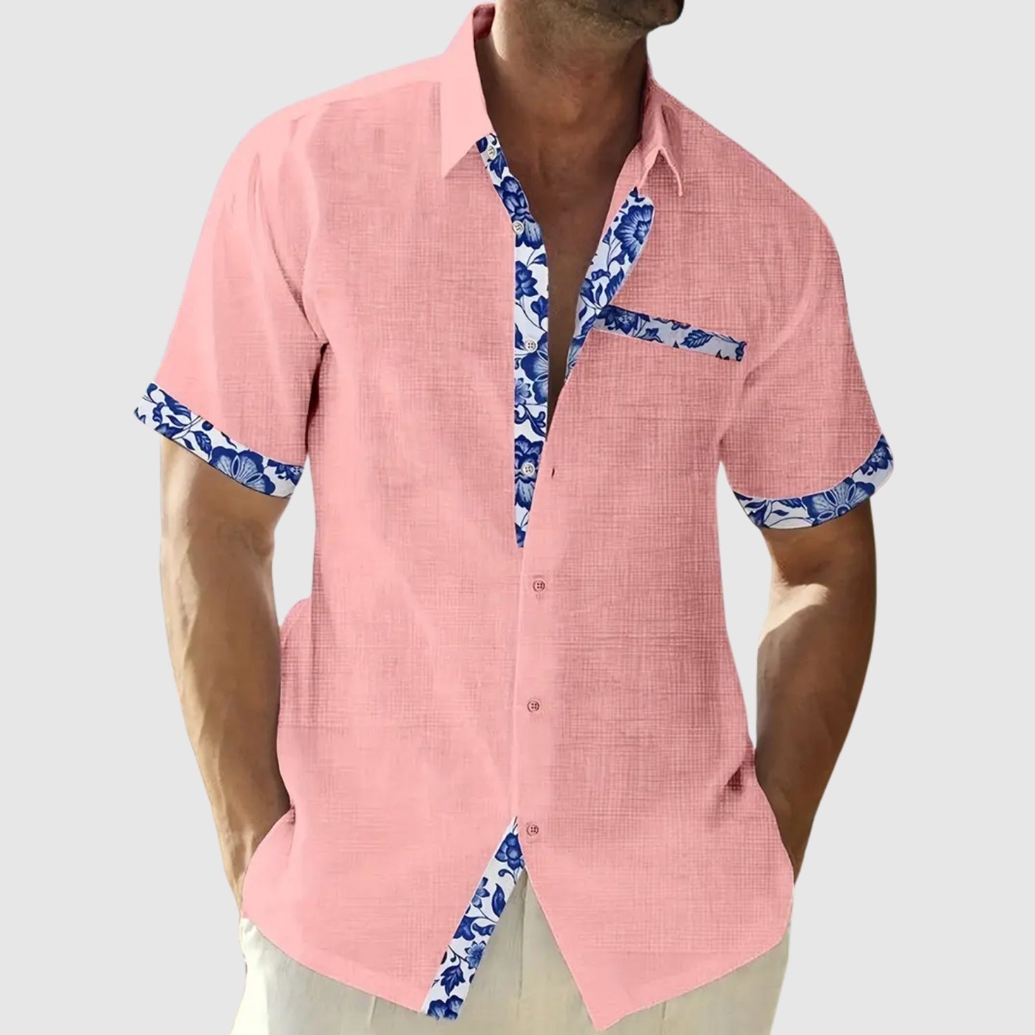 Adrian – Koszula z krótkim rękawem z kontrastowymi detalami