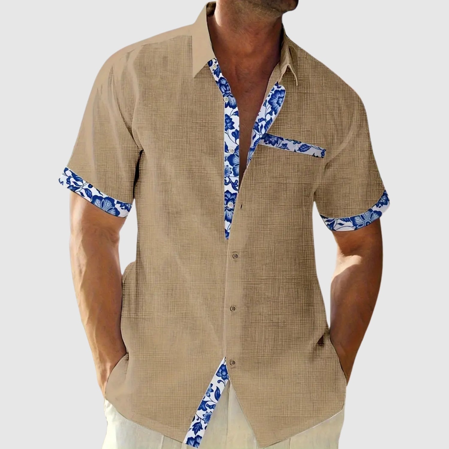 Adrian – Koszula z krótkim rękawem z kontrastowymi detalami