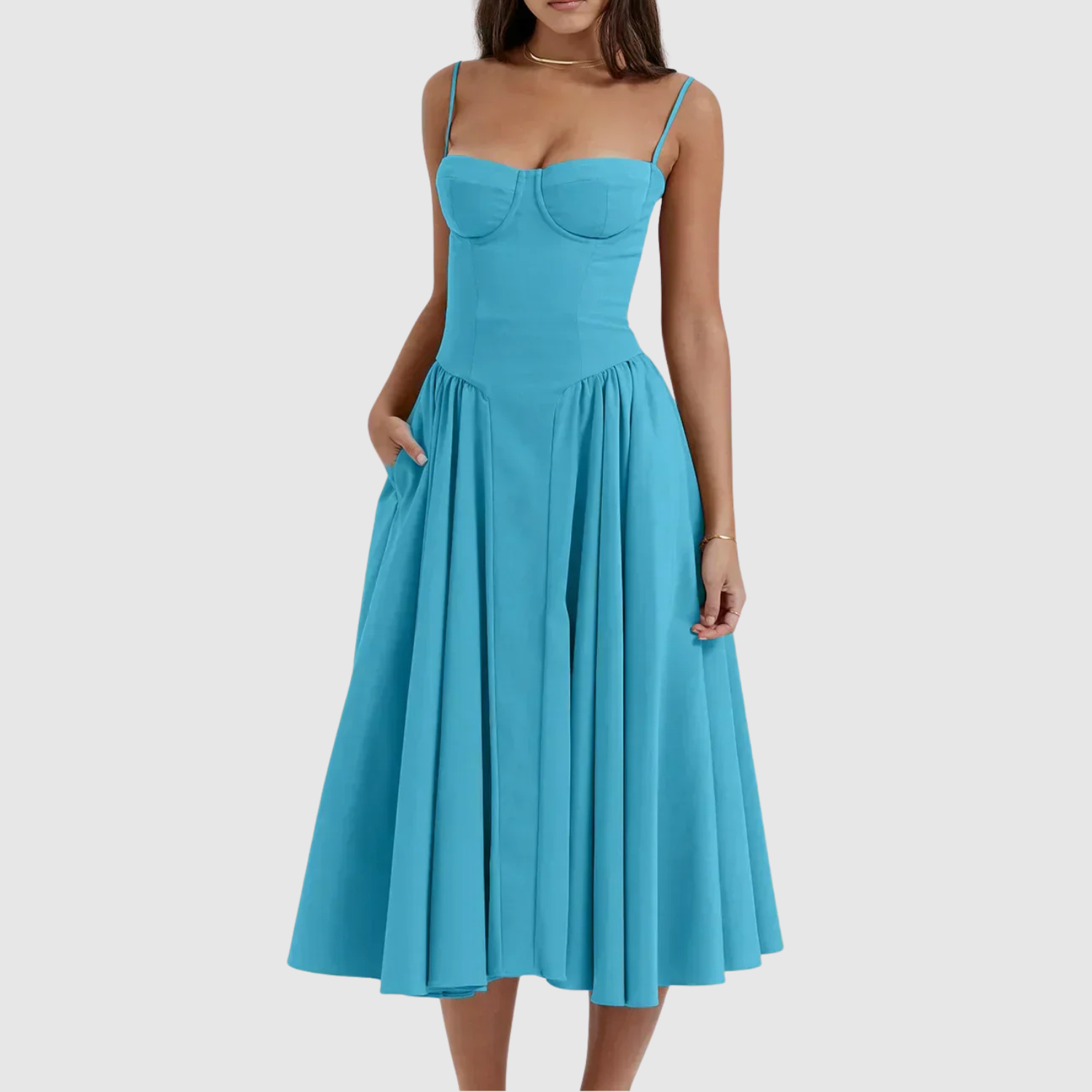 Eliška – Elegancka sukienka z opadającymi ramiączkami