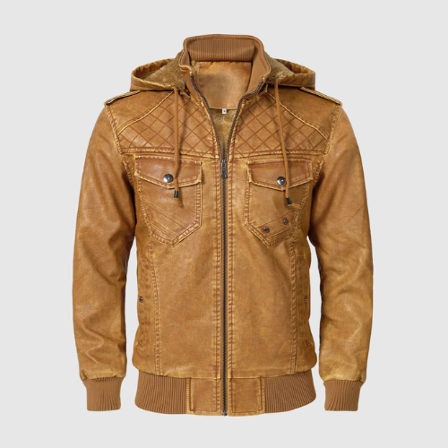 Dorian – Luksusowa skórzana kurtka z odpinanym kapturem