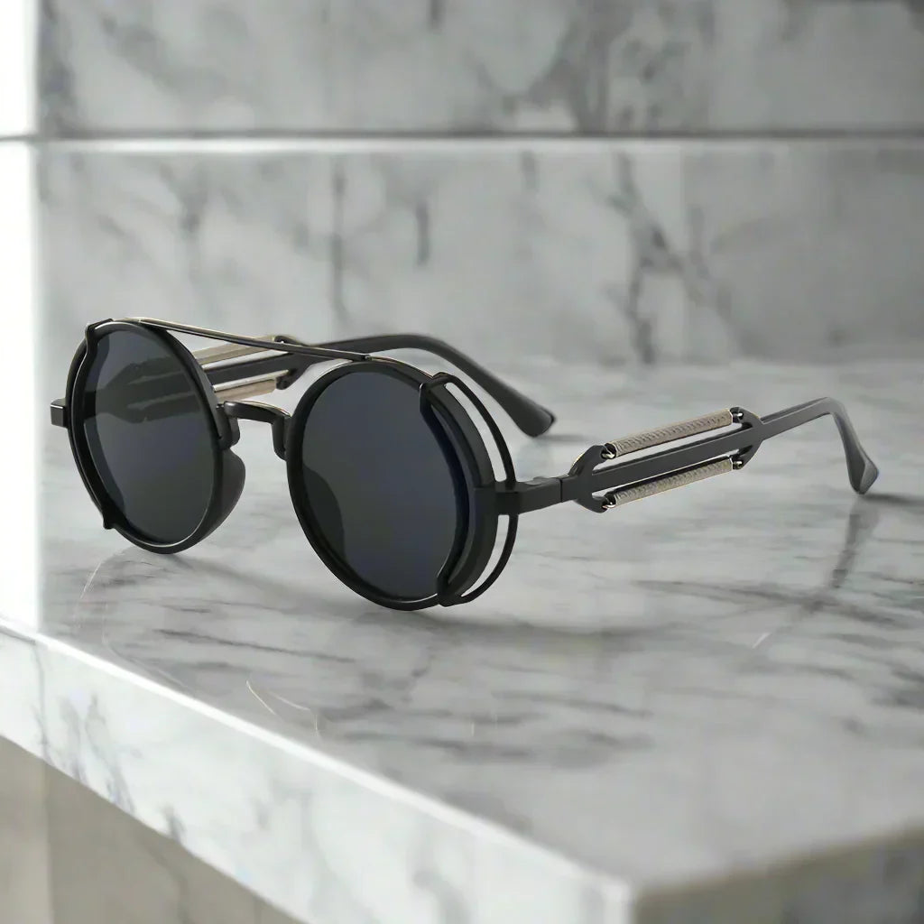 Alex – Okrągłe retro okulary przeciwsłoneczne z kolorowymi soczewkami