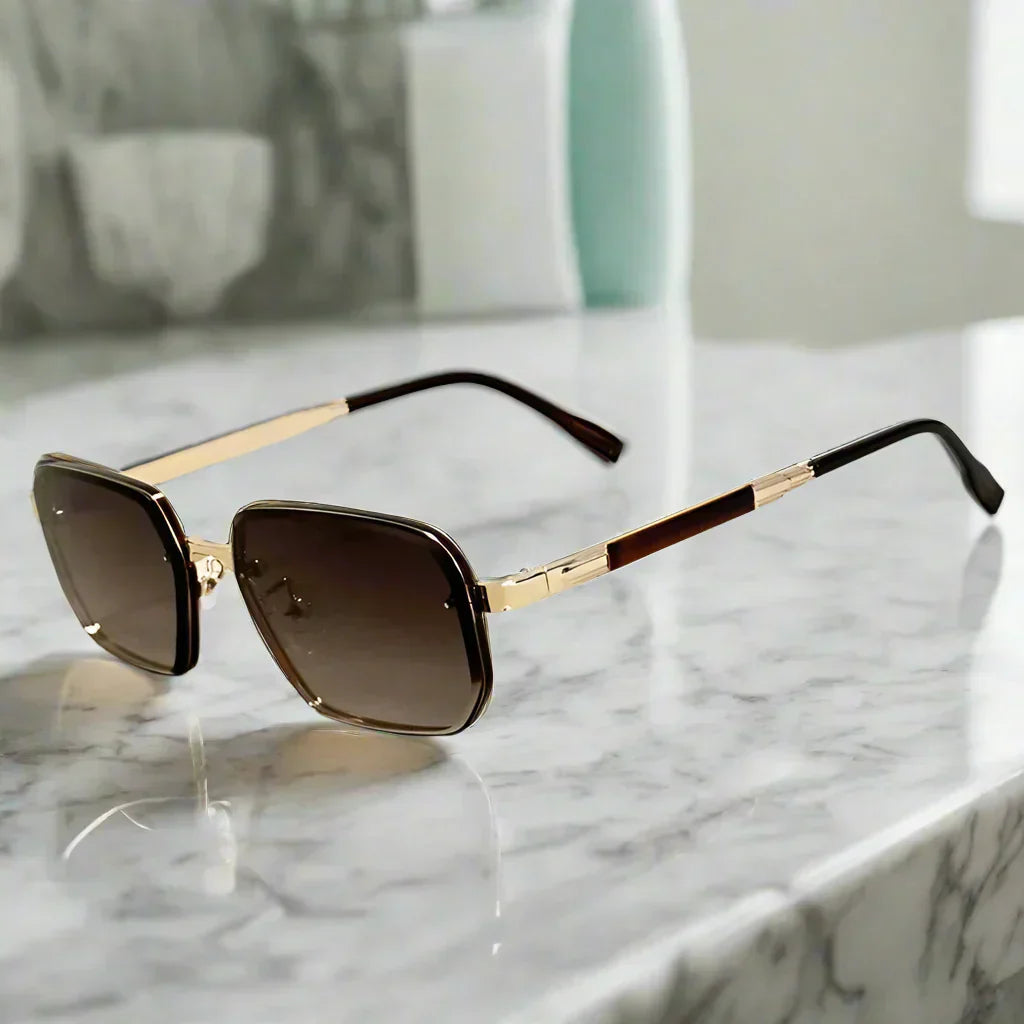 Alex – Okulary przeciwsłoneczne z kwadratową metalową ramą
