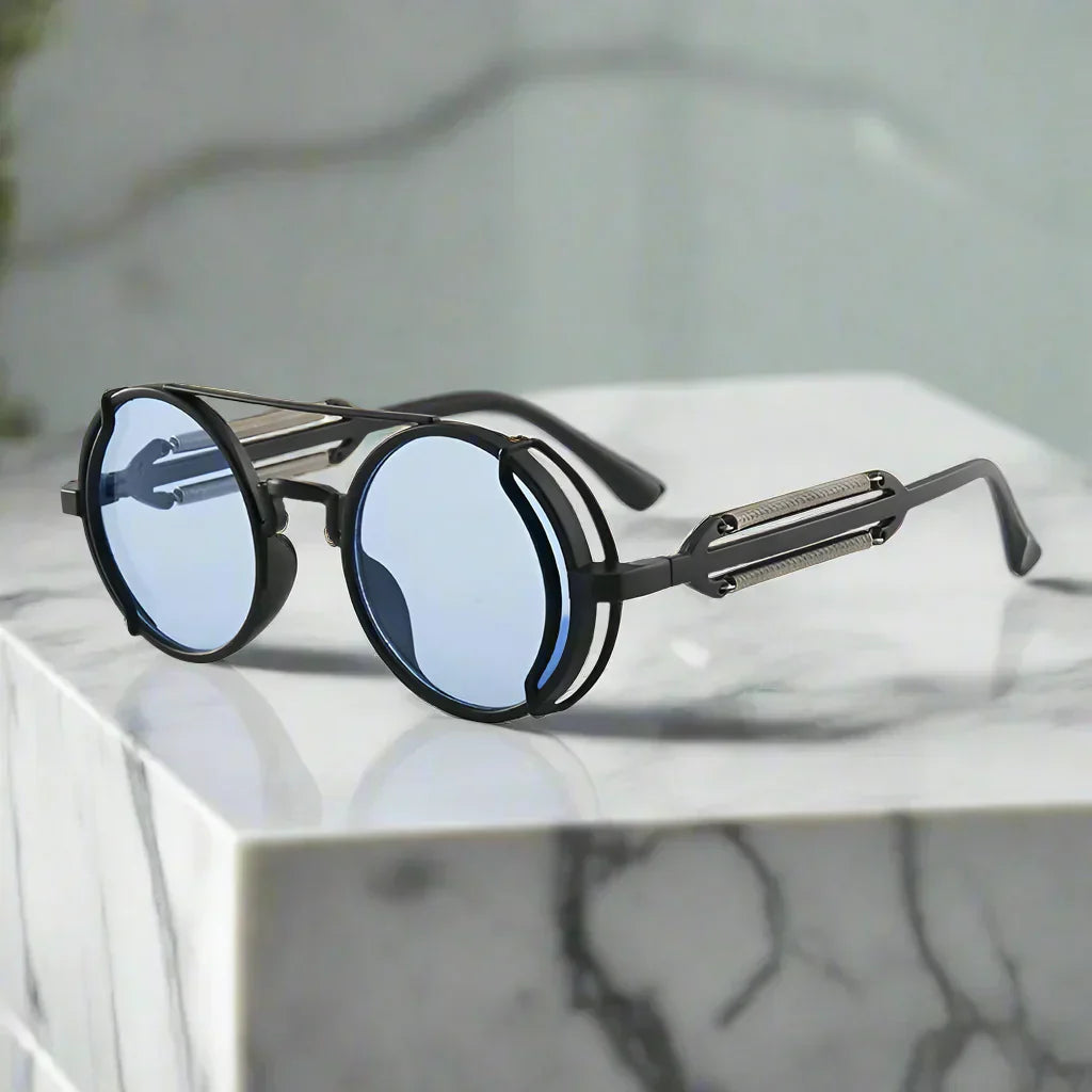 Alex – Okrągłe retro okulary przeciwsłoneczne z kolorowymi soczewkami