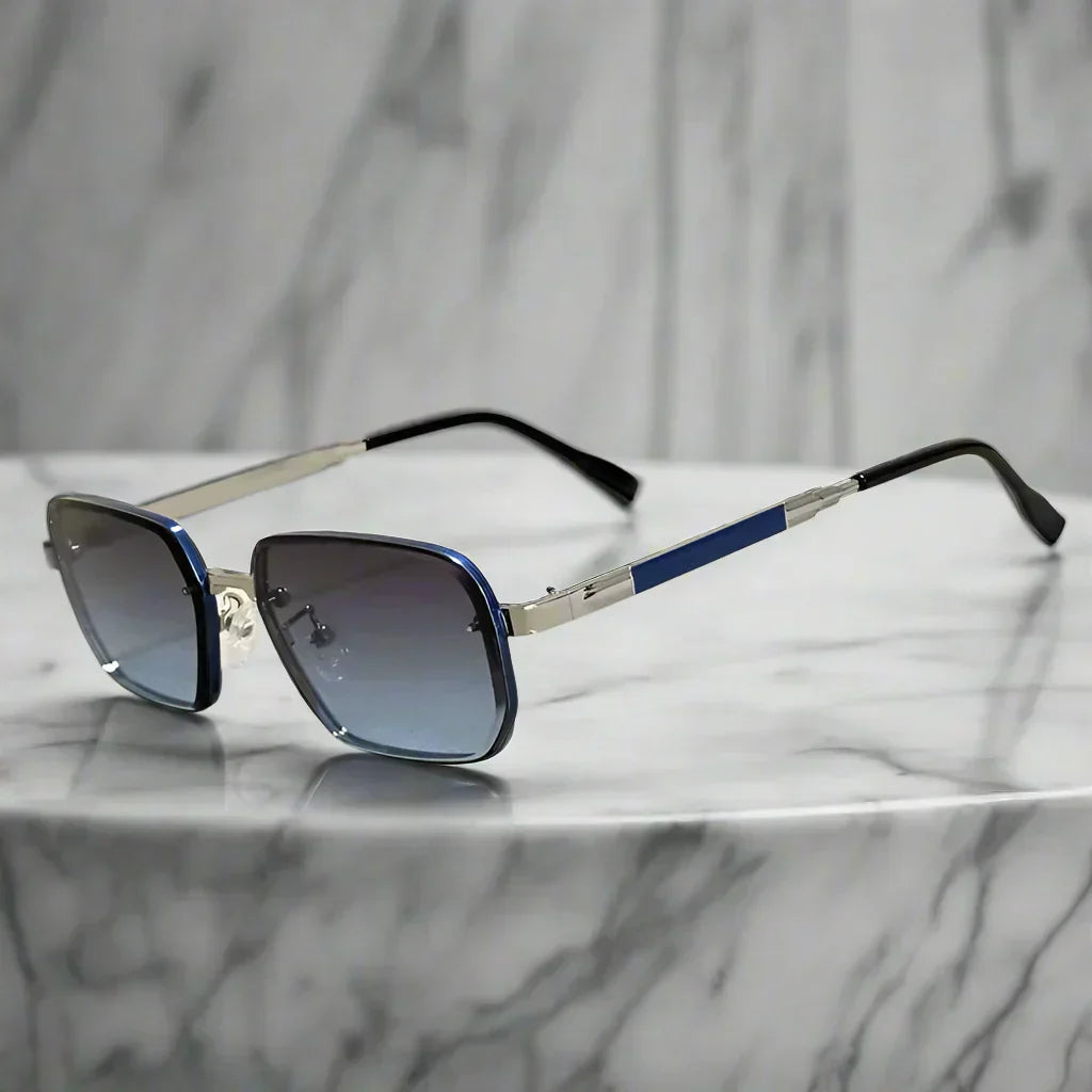 Alex – Okulary przeciwsłoneczne z kwadratową metalową ramą