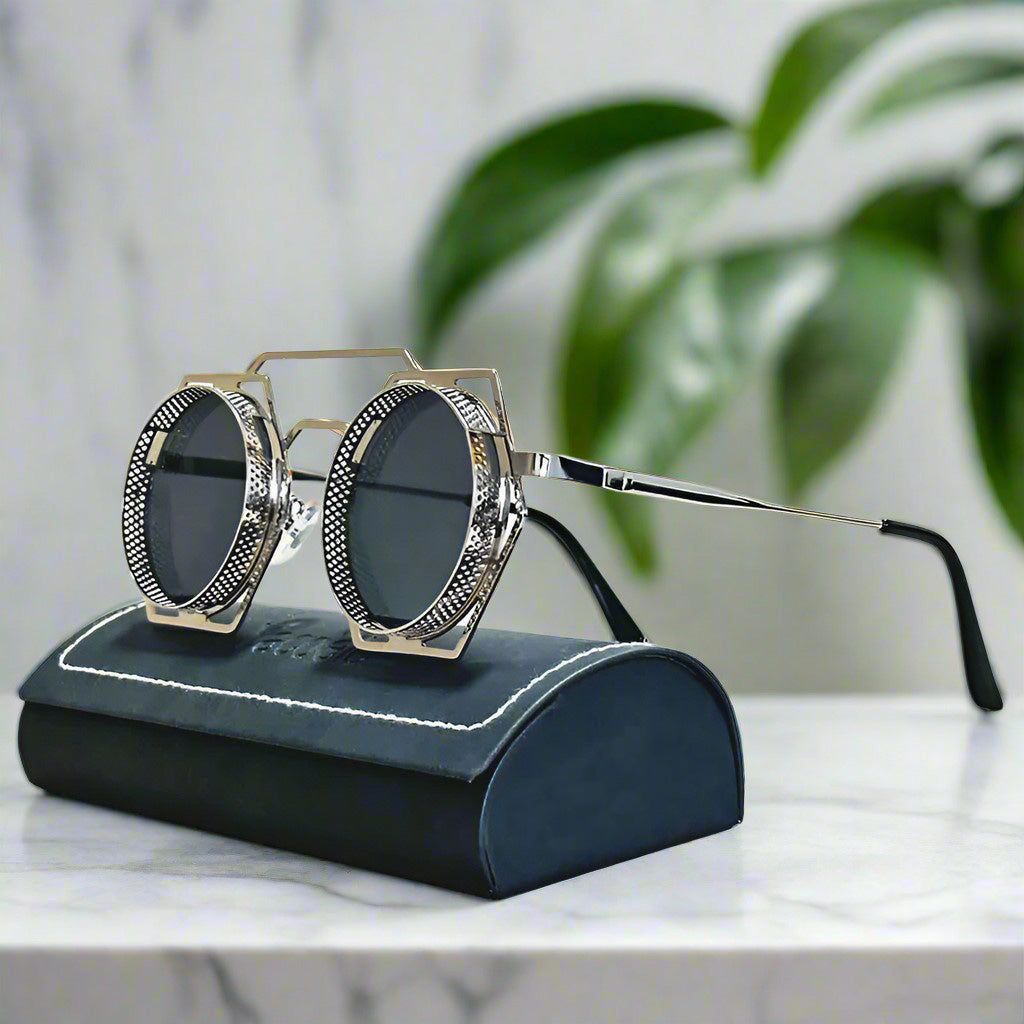 Alex – Okrągłe retro okulary przeciwsłoneczne z metalu