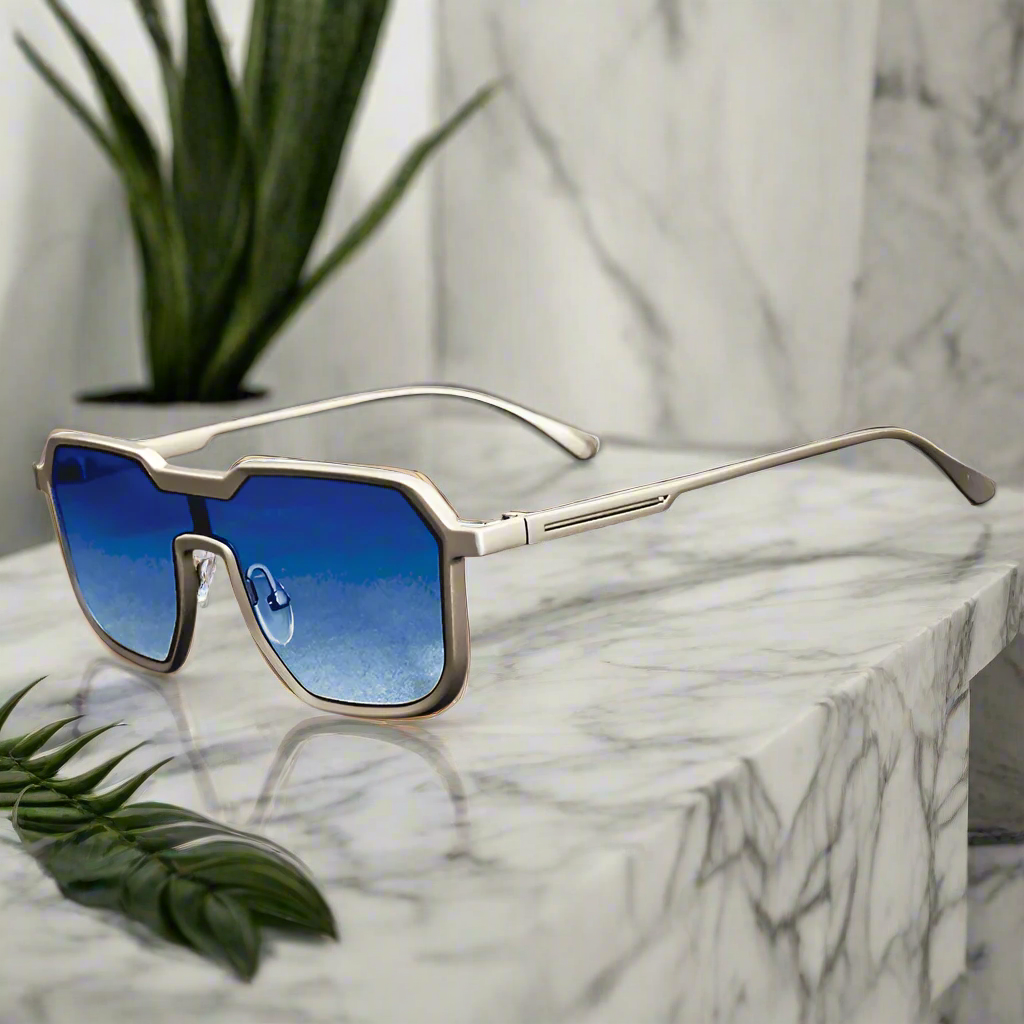 Alex – Prostokątne okulary przeciwsłoneczne z metalową oprawą