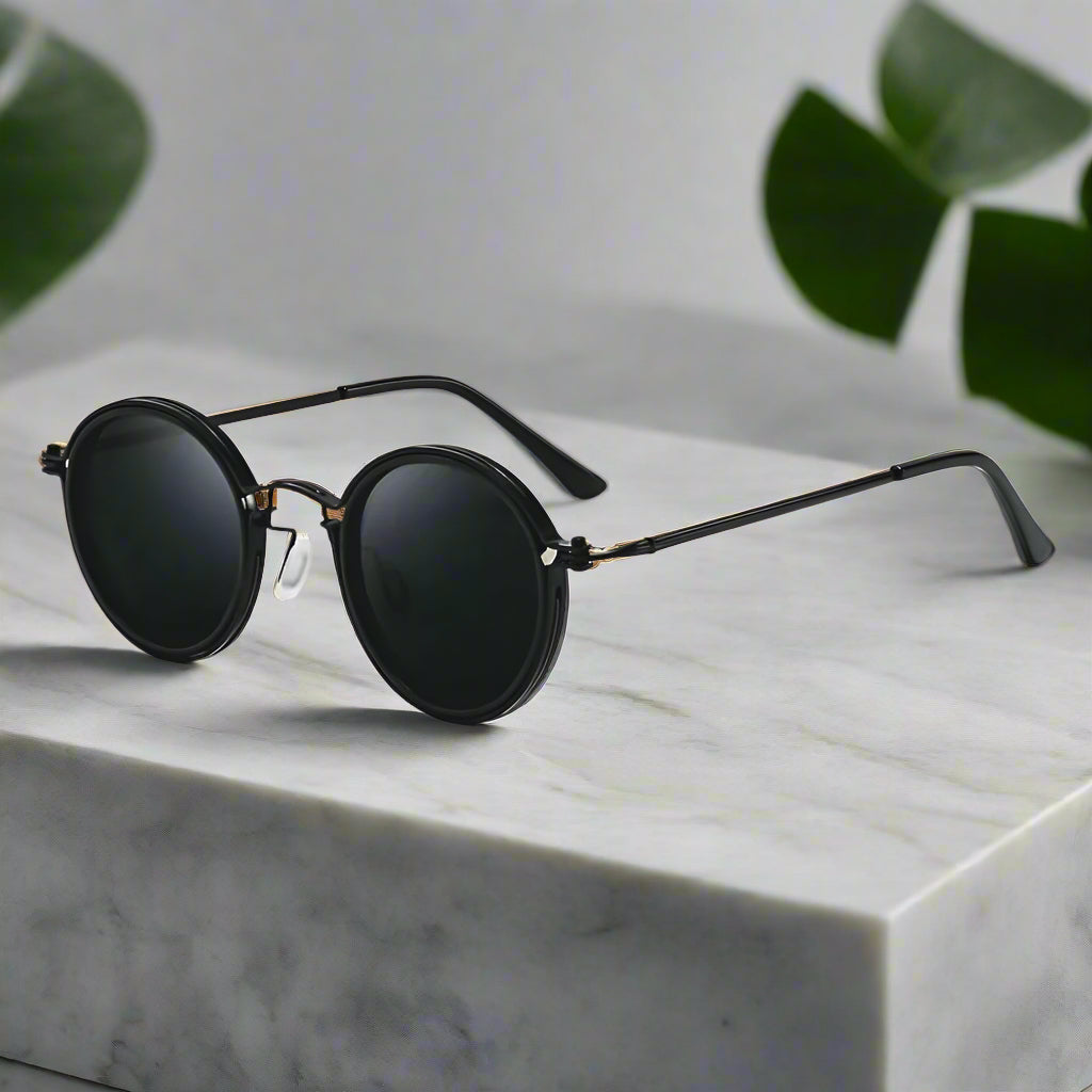 Alex – Okrągłe retro okulary przeciwsłoneczne z elegancką metalową ramą