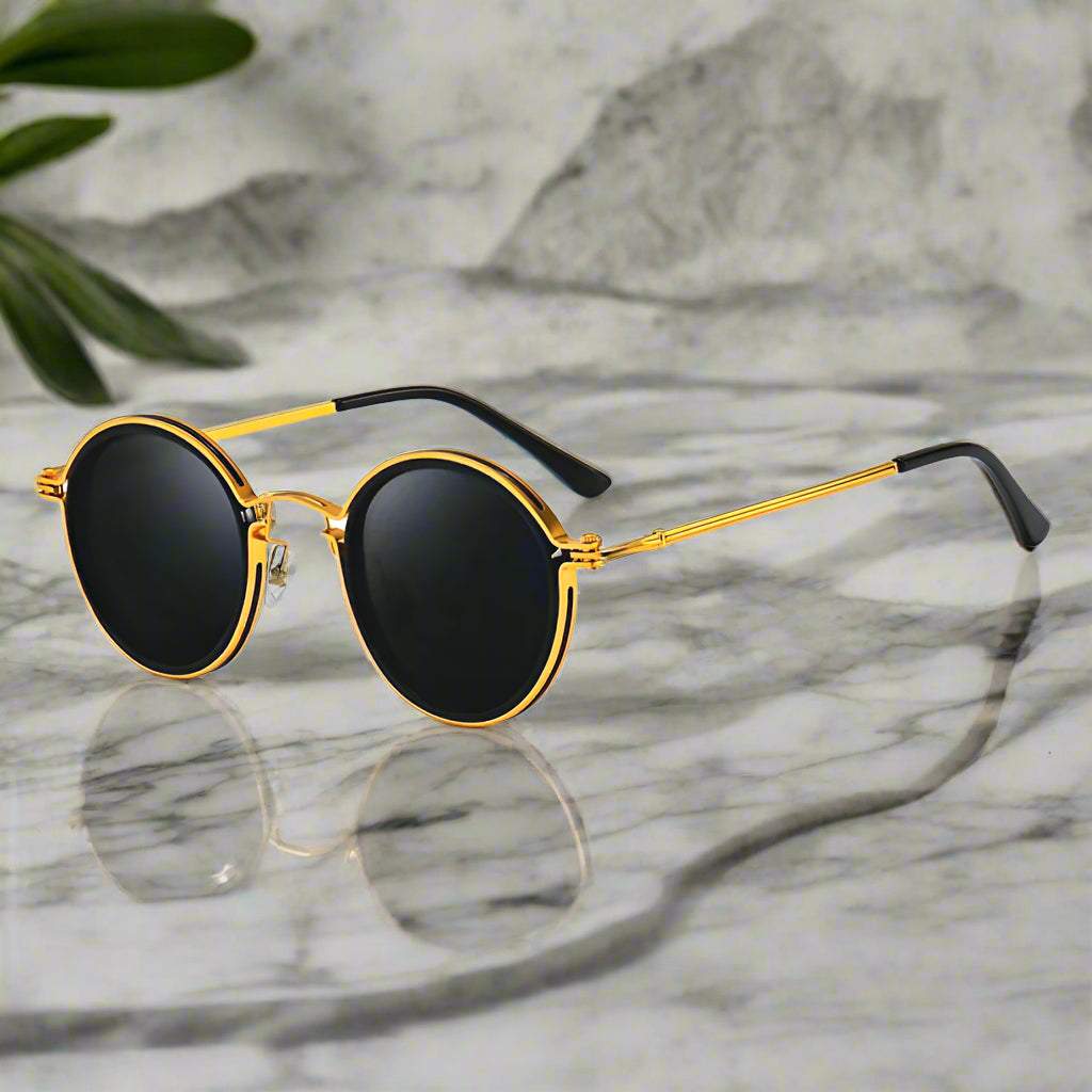 Alex – Okrągłe retro okulary przeciwsłoneczne z elegancką metalową ramą