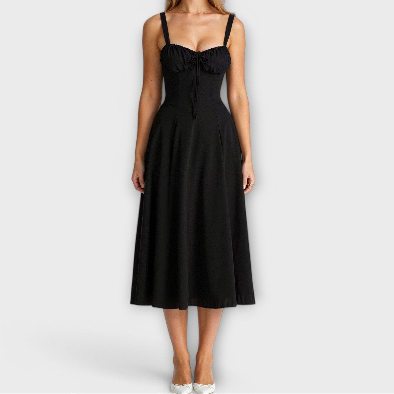 Eliška - Midi sukienka z detalami gorsetowymi